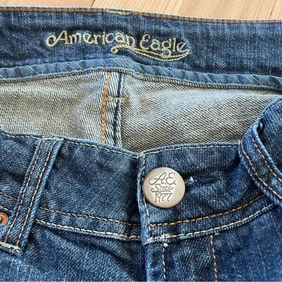 Y2K American Eagle Ultra Low rise bootcut Artist dark wash Jeans 0 short - Picture 10 of 10